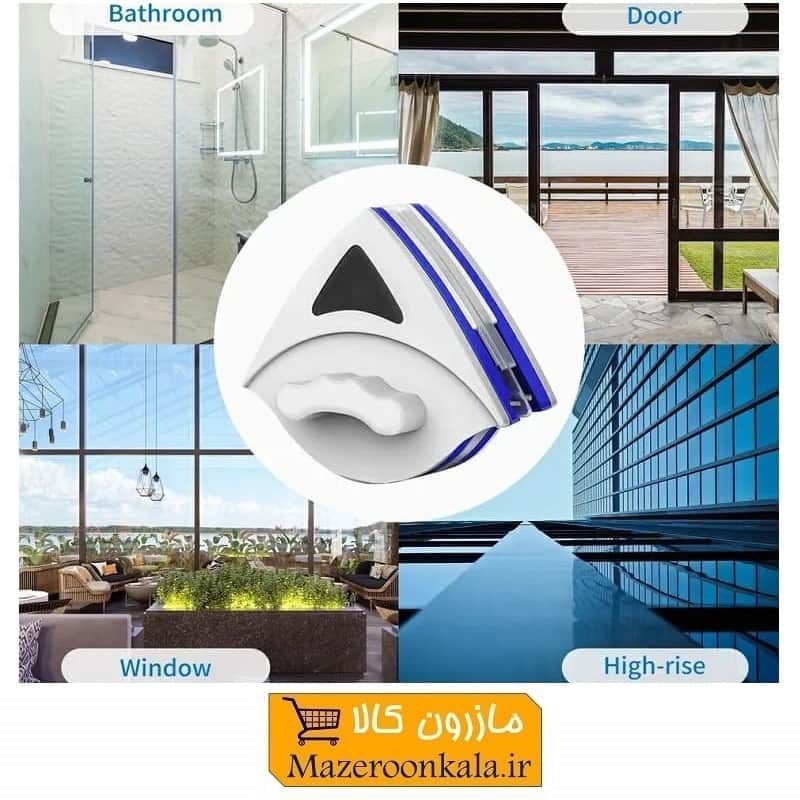 شیشه پاک کن مغناطیسی دو طرفه مثلثی جعبه دار خارجی مناسب تک جداره HSH-004