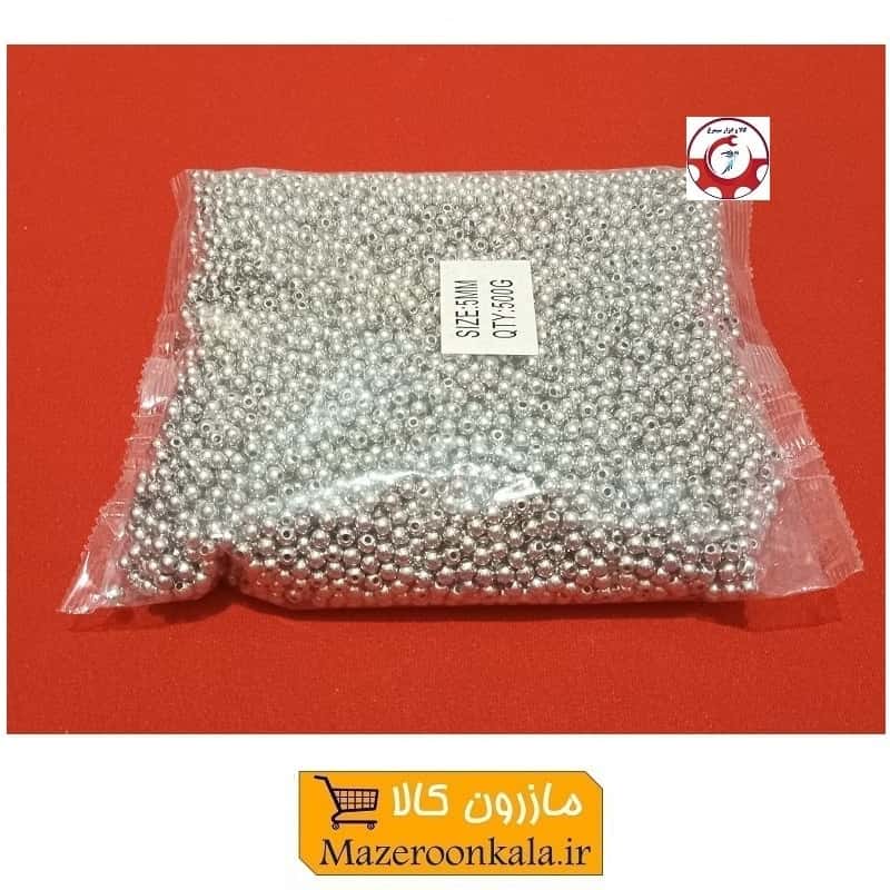 مروارید پلاستیکی سایز 5 رنگ نقره ای فروش وزنی و کیلویی HPL-705