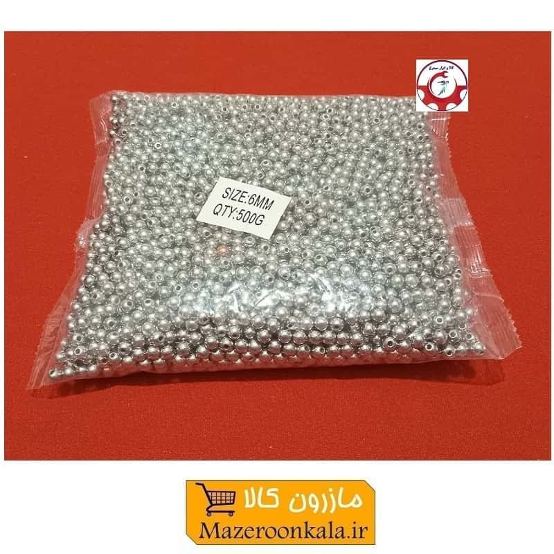 مروارید پلاستیکی سایز 6 رنگ نقره ای فروش وزنی و کیلویی HPL-706