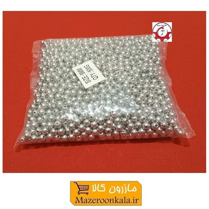 مروارید پلاستیکی سایز 8 رنگ نقره ای فروش وزنی و کیلویی HPL-708