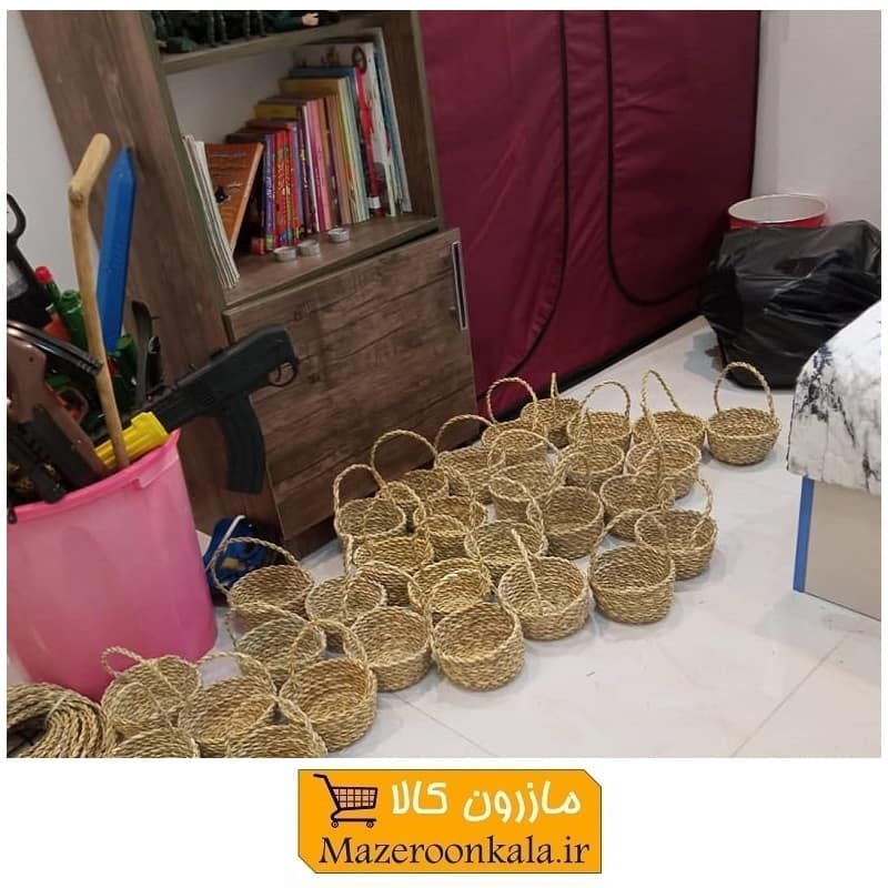 سبد حصیری گرد سایز کوچک با دسته HWK-027