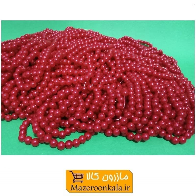 مروارید پلاستیکی نخ دار سایز 6 رنگ قرمز HPL-RDT6