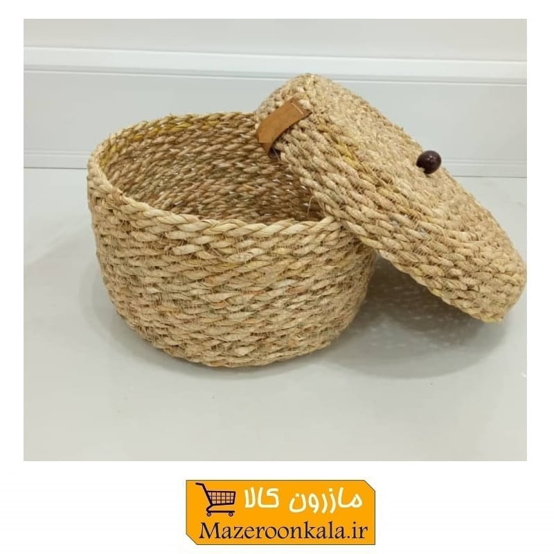 جای شکلات و تنقلات حصیری سنتی درب دار صنایع دستی HWK-040