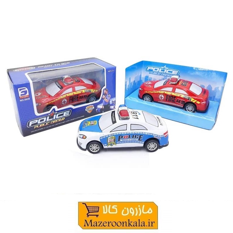 ماشین اسباب بازی عقب کش فلزی پلیس Police Public Order جعبه دار ۱۰ سانت TMT-009