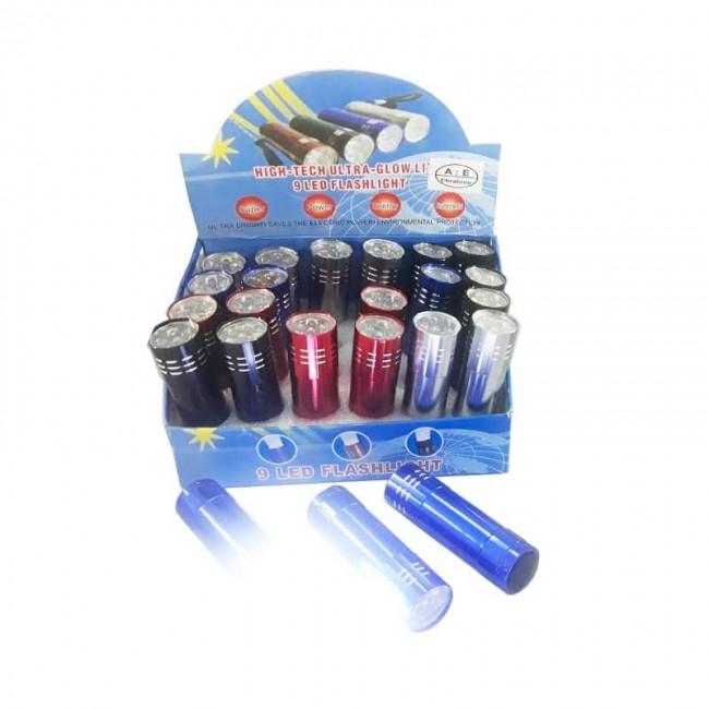 چراغ قوه استیل رنگی با ۹ لامپ ال ای دی ECG-003