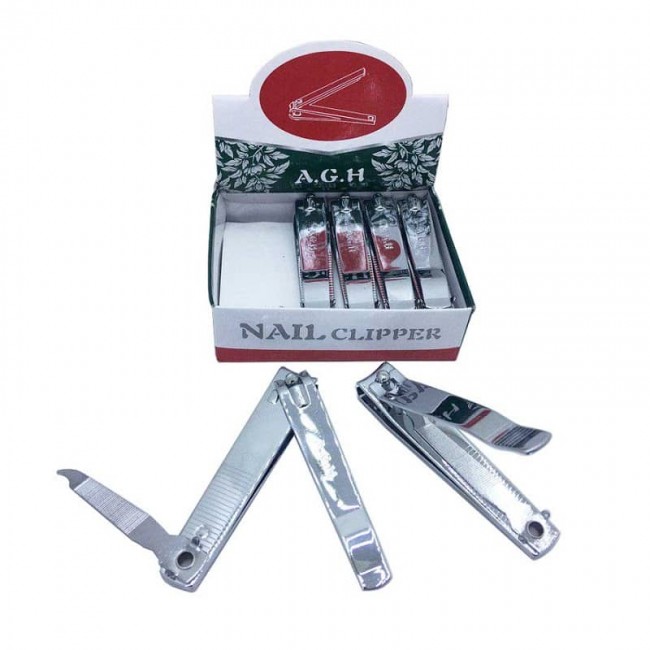 ناخن گیر استیل سوهان دار بزرگ AGH ای جی اچ بسته ۱۲ عددی OHNG-003