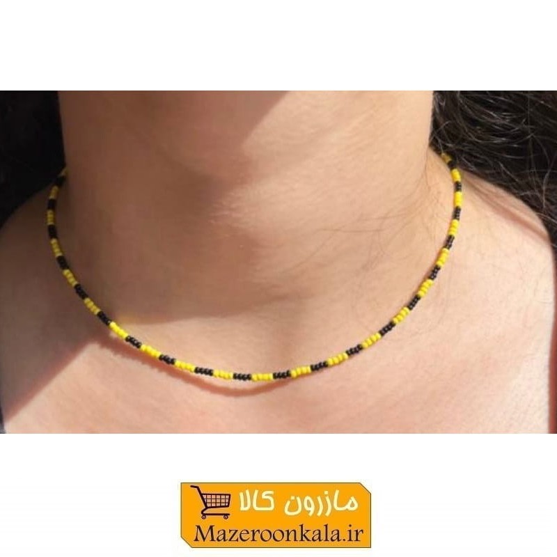 گردنبند منجوق مشکی و زرد بدون پلاک SOO-124