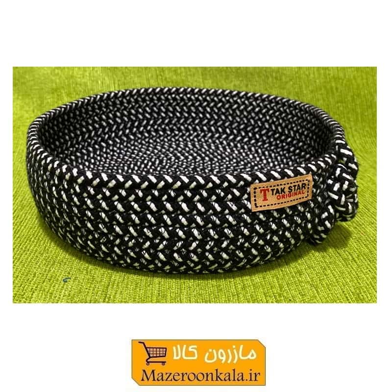 کاسه گرد بدون دسته بزرگ قیطانی رنگ مشکی طوسی SOO-126