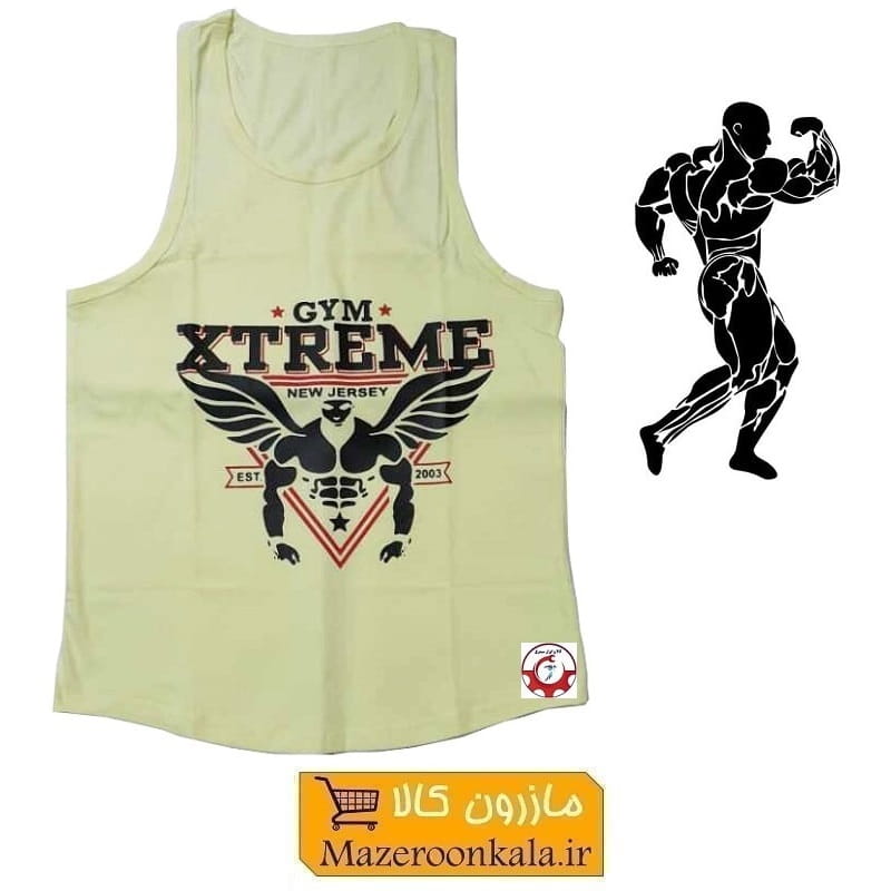 رکابی بدنسازی مردانه Gym Xtreme اکستریم جیم رنگ لیموئی VLV-002C