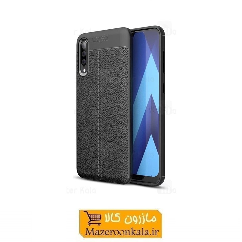 قاب  گوشی یا گارد موبایل محافظ ژله ای طرح چرم مناسب برای گوشی Samsung Galaxy A50 سامسونگ گلکسی آ50 مشکی SOO-166