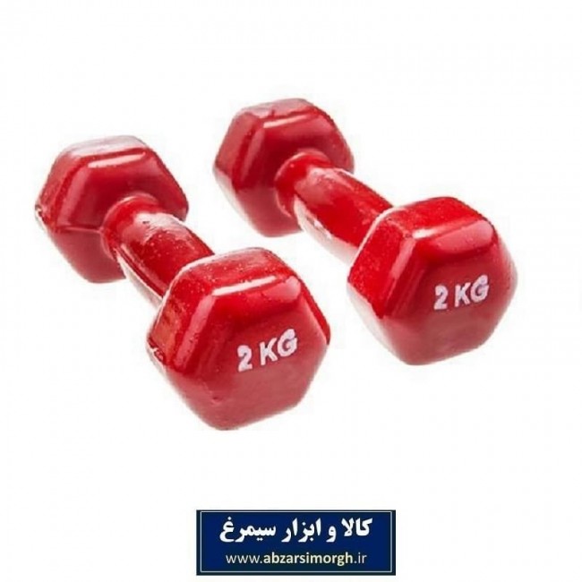 دمبل ایروبیک روکش دار شش ضلعی ۲ کیلو گرم بسته ۲ عددی VDB-004