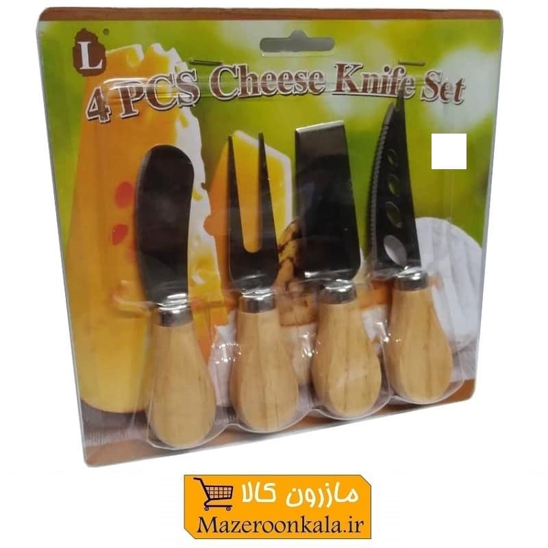 ست کارد سرو پنیر و صبحانه دسته چوبی 4 عددی HCG-015