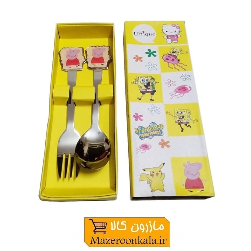 قاشق چنگال کودک یونیک Unique کارتون پپاپیگ خوک صورتی HGS-002