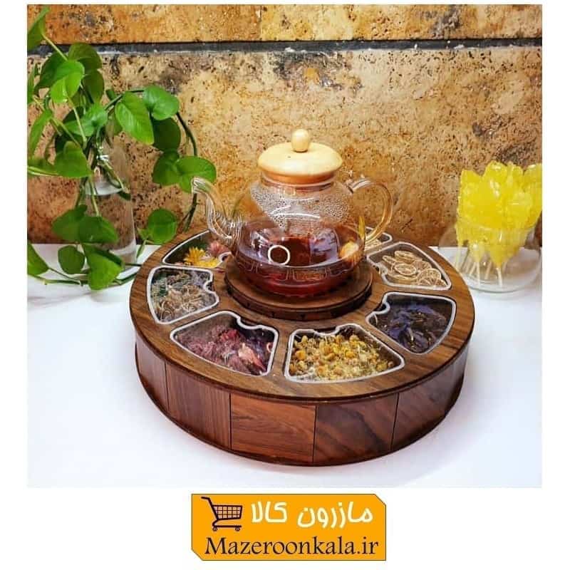 تی باکس و جای تنقلات چوبی جای وارمر دار گرد HOK-005