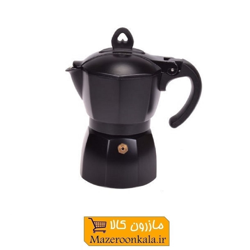 قهوه جوش موکا تفلون مشکی با رنگ کوره ای ۶ کاپ HGJ-008