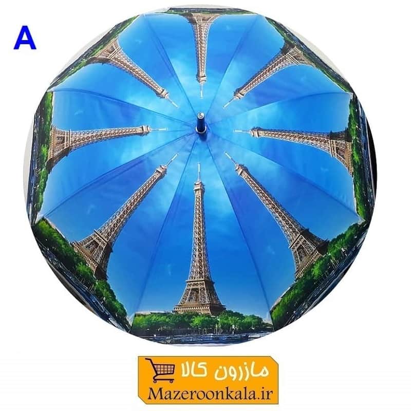چتر زنانه طرح برج ایفل دسته عصایی ۸ فنر HCH-011