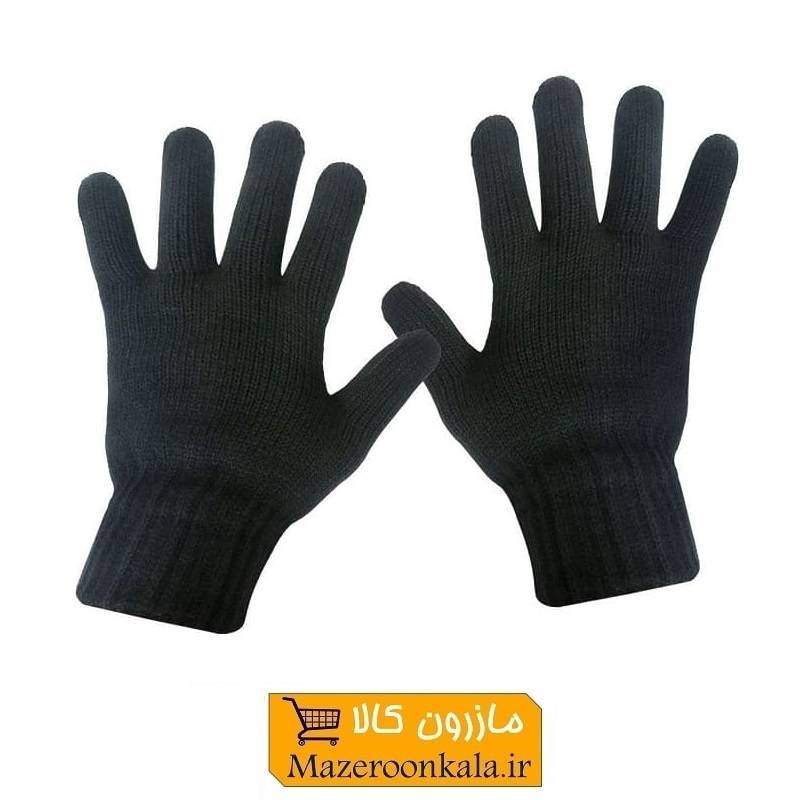 دستکش زمستانی مردانه مشکی بافت بزرگ CDA-001