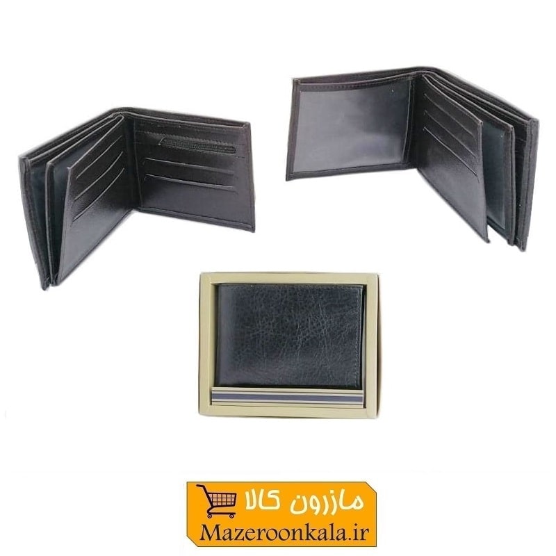 کیف پول مردانه دو برگ طرح چرم جعبه دار HKF-022
