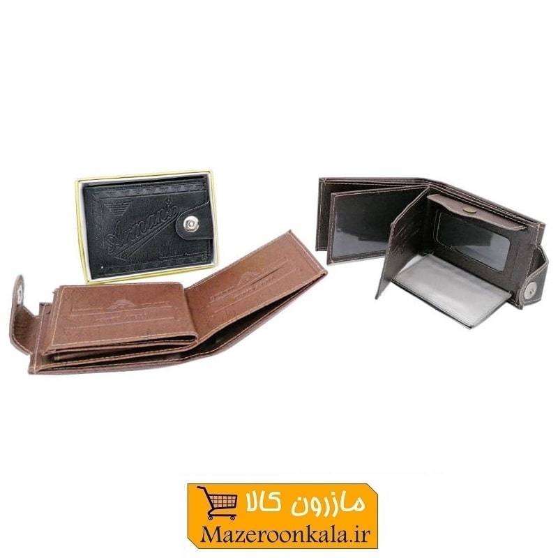کیف پول مردانه دو برگ مگنتی طرح Armani آرمانی جعبه دار HKF-021