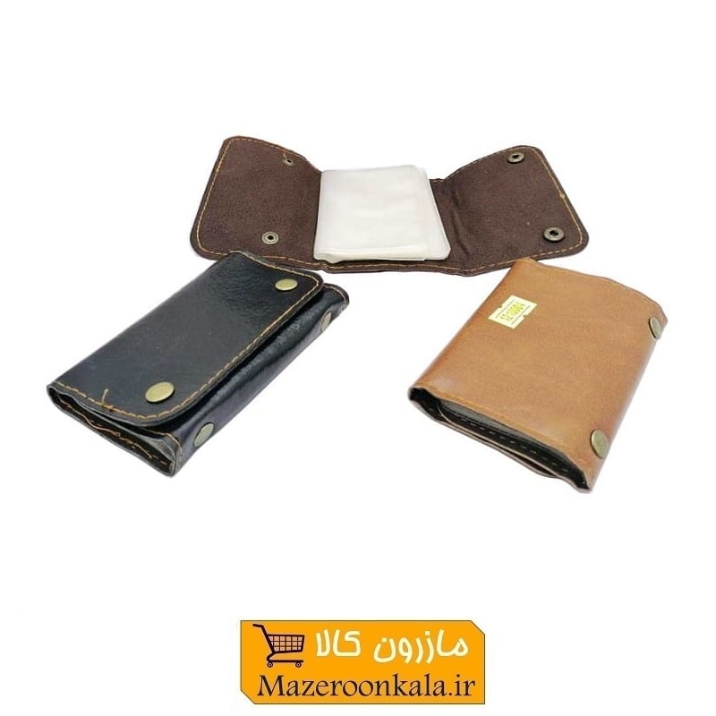کیف و جلد عابر بانک ۱۲ برگ دکمه دار طرح چرم HKF-003