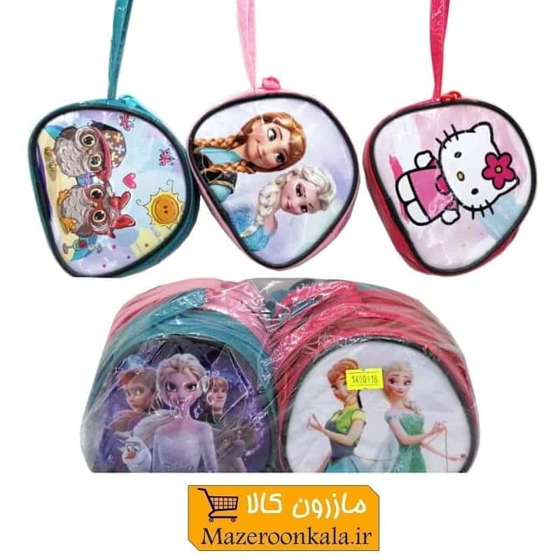 کیف دخترانه ورنی صندوقی کارتونی دسته دار ۱۱ سانت HKF-028