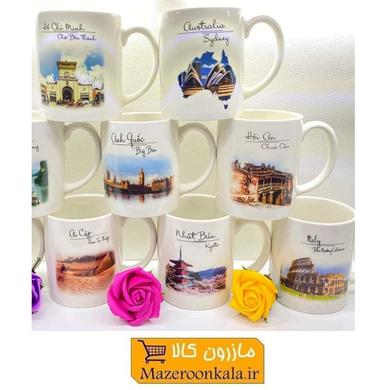 ماگ سرامیکی طرح دار سفید جعبه دار  SOO-013