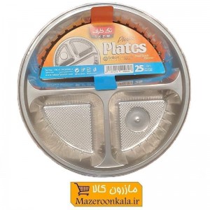 ظرف و پیش دستی یکبار مصرف 3 خانه برند Tak Zarf تک ظرف بسته 25 عددی HZY-011