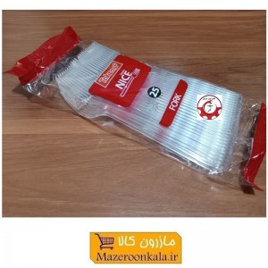 چنگال یکبار مصرف کریستال غذا خوری Tak Zarf تک ظرف نایس Nice شفاف 25 عددی HZY-018