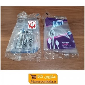 قاشق یکبار مصرف کریستال کافه Tak Zarf تک ظرف کوتاه رنگ شفاف 50 عددی HZY-016