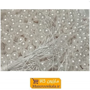 مروارید پلاستیکی نخ دار سایز 10 رنگ سفید HPL-WHT10