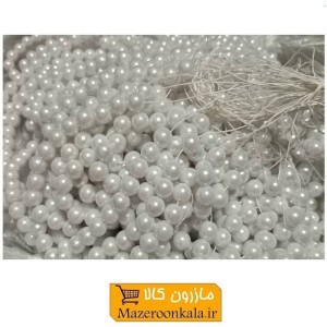 مروارید پلاستیکی نخ دار سایز 8 رنگ سفید HPL-WHT8