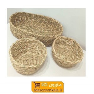 ست اردو خوری 3 عددی سبد بیضی و کاسه حصیری فروش تک و تعداد HWK-042