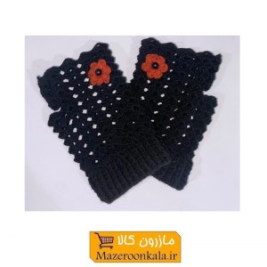 دستکش کاموایی زنانه بدون انگشت دست باف مشکی SOO-103