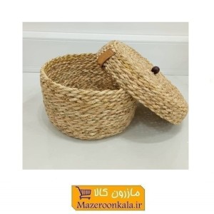 جای شکلات و تنقلات حصیری سنتی درب دار صنایع دستی قطر 15 سانت HWK-051
