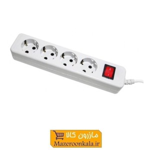 رابط 4 خانه ارت دار پارت الکتریک مدل نیک PE293 مستطیل با کابل ۱.۸ متری ESS-009