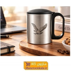 لیوان سفری استیل دو جداره عقاب درب دار HLV-006