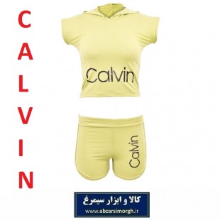 نیم تنه و شلوارک ورزشی زنانه Calvin کلوین فری سایز رنگ کرم