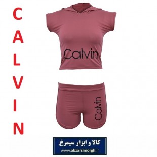 نیم تنه و شلوارک ورزشی زنانه Calvin کلوین فری سایز رنگ پوست پیازی