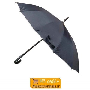 چتر مشکی مردانه داخل نقره ای دسته عصایی ۱۶ فنر HCH-002