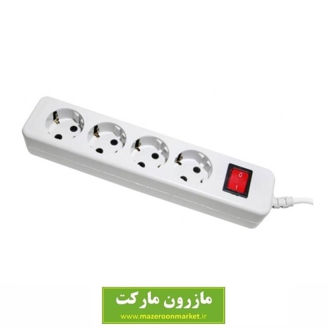 رابط 4 خانه ارت دار پارت الکتریک مدل نیک PE293 مستطیل با کابل ۱.۸ متری ESS-009