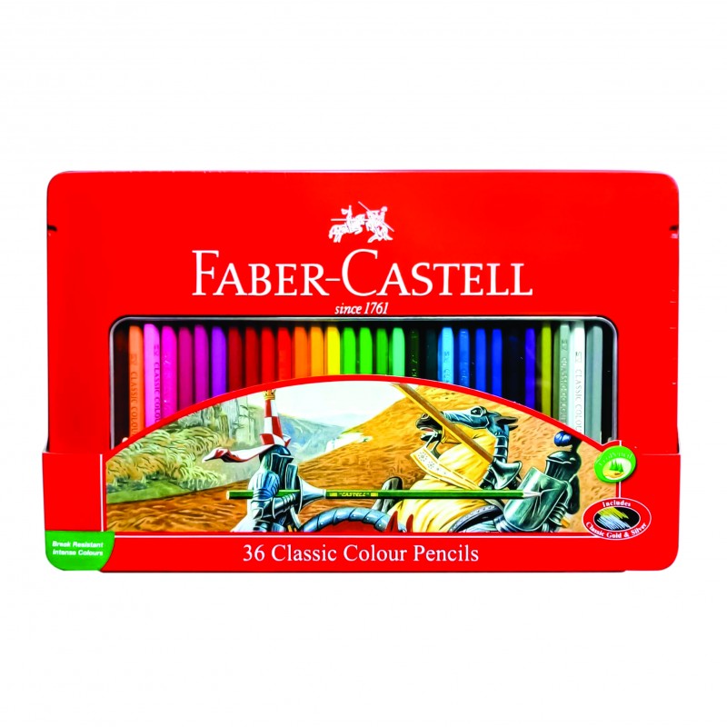 مداد رنگی کلاسیک جعبه فلزی 36 رنگ فابر کاستل