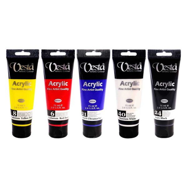 رنگ اکریلیک وستا حجم 75 میلی لیتر (رنگ بندی قابل انتخاب)