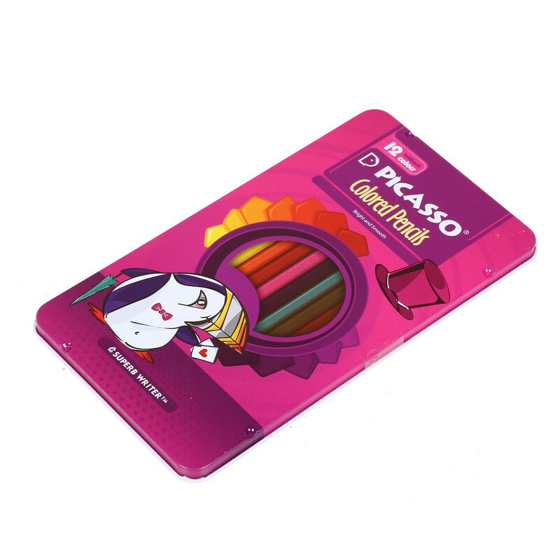 مداد رنگی 12 رنگ پیکاسو مدل جعبه فلزی