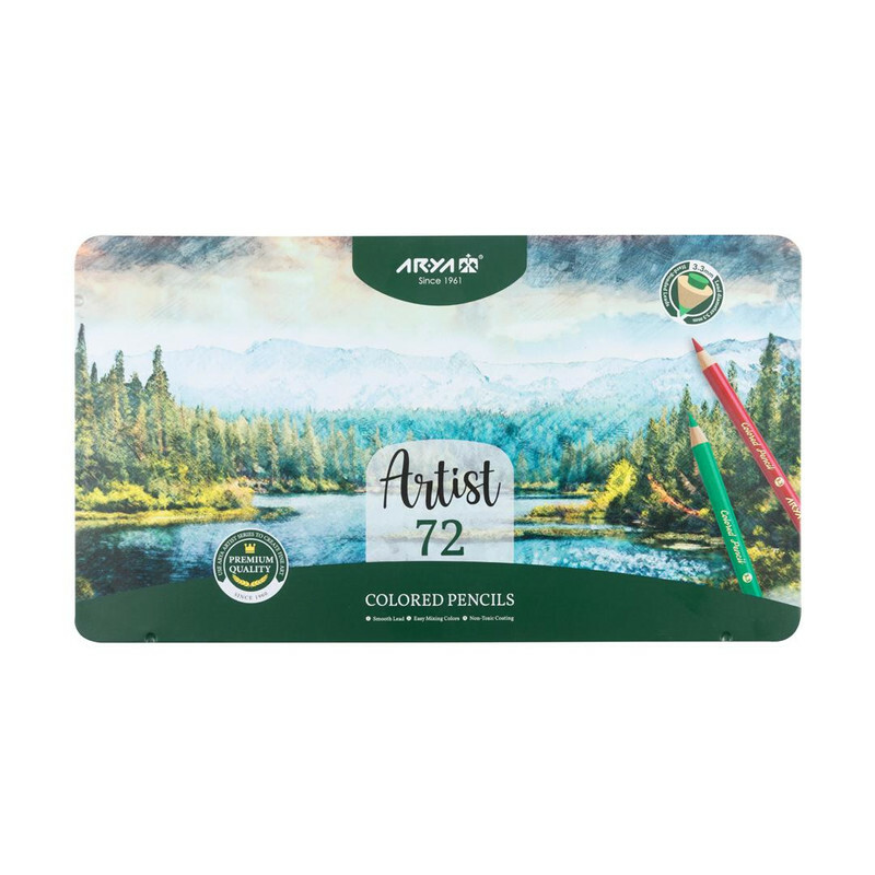 مداد رنگی 72 رنگ آریا مدل آرتیست جعبه فلزی کد 073