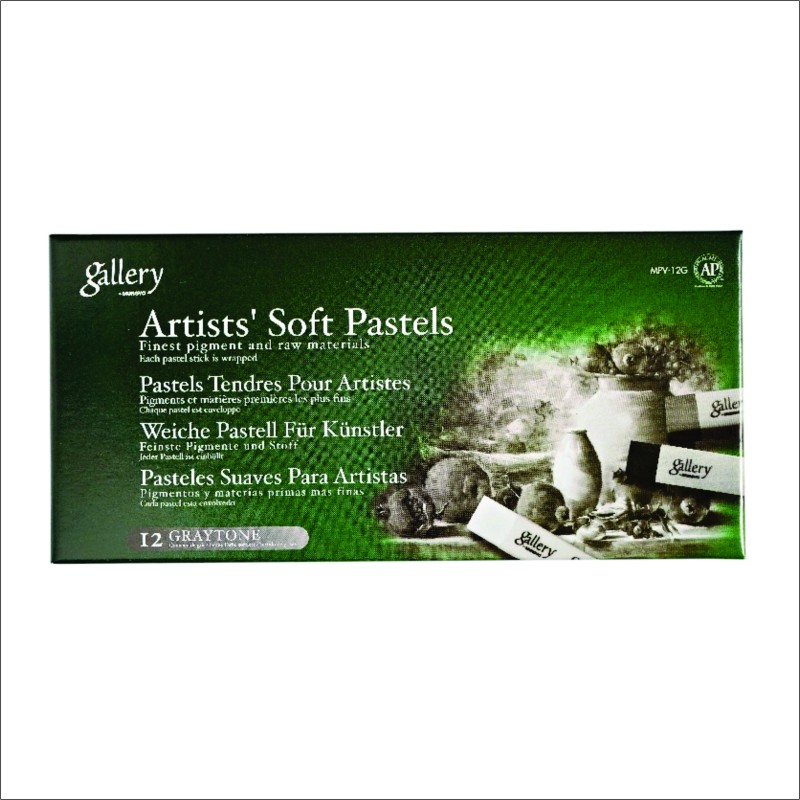 گچ پاستل12عددی (طیف رنگی سفید طوسی مشکی) گالری کدMPV-12G