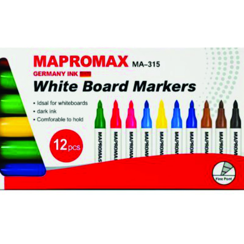 ماژیک وایت برد قلمی  12 رنگ AM-315 ماپرومکس MAPROMAX
