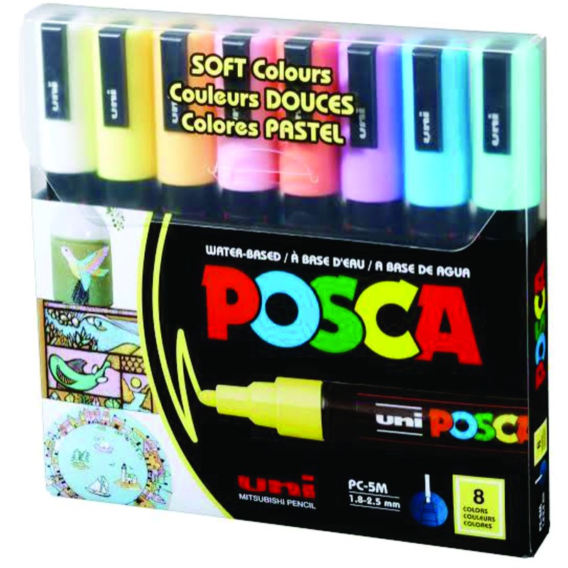 ماژیک یونی بال پوسکا مدل 5میل  uni ball posca marker pc-5m بسته 8 رنگ