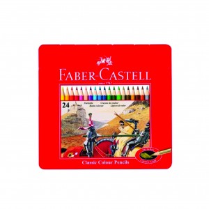 مداد رنگی 24 رنگ فابر کاستل مدل Classic  جعبه فلزی اصل