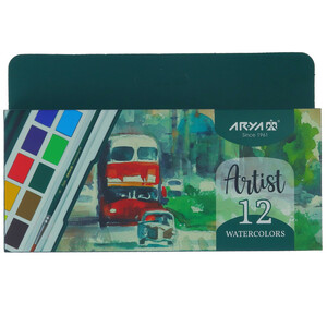 آبرنگ 12 رنگ آریا  مدل آرتیست
