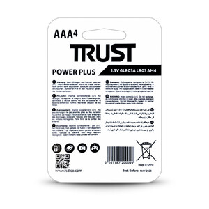 باتری نیم قلمی تراست مدل آلکالاین بسته 4 عددی
